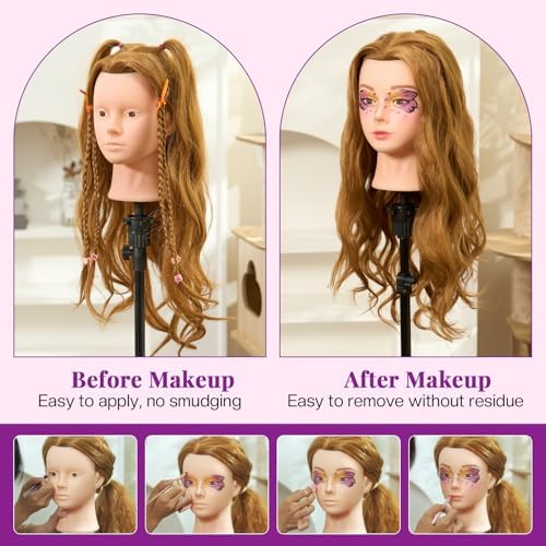 28Inch Mannequin Head with 80% Real Human Hair- Cosmetology Mannequin Head with Hair for Makeup Braiding Curling Cutting, Make up Doll head for Styling with Table Clamp Hair Styling Set (Blonde) - Image 2