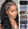 XTREND Wide Headband Fashion Bandana Boho Style Elastic Knotted Sweat Absorbent Non-Slip Headband Black Women Outdoor Yoga Sports Printed Hair Accessories 6 Packs by XTREND