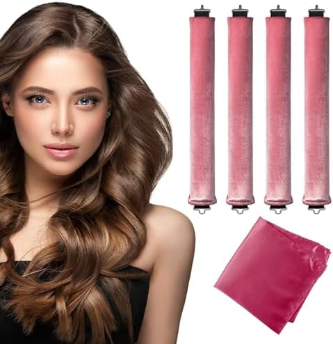 Seritant Heatless Curls Overnight with Satin Head Scarf, Velvet Hair Rollers for Blowout Look, No Heat Curling Rod for Long Thick Hair, Soft Sleep In Flexi Rods by Unknown