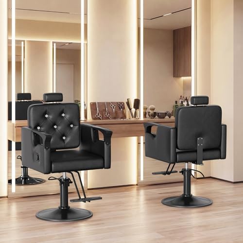 Barber Chair for Hair Stylists, Hydraulic Styling Chair with Heavy Duty Pump, 360° Swivel Barber Chairs with Reclining, Adjustable Headrest, Beauty Salon Equipment, 330 Lbs - Image 2