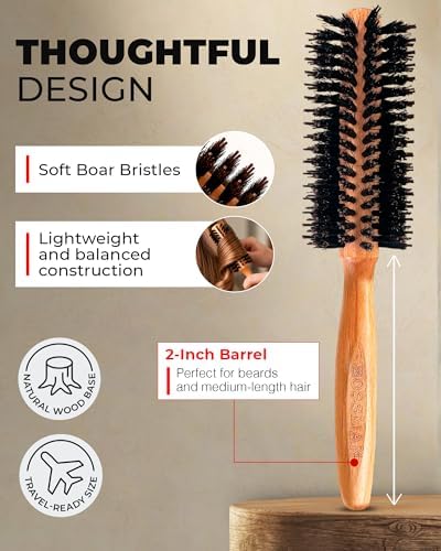 Bossman Men's Boar & Nylon Bristle Hair & Beard Brush - For Wet & Dry Use - Image 3