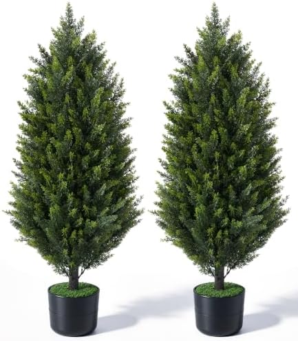 HyeFlora Artificial Cedar Tree 3 ft, Faux Topiary Shrubs Plant for Outdoor - Image 3