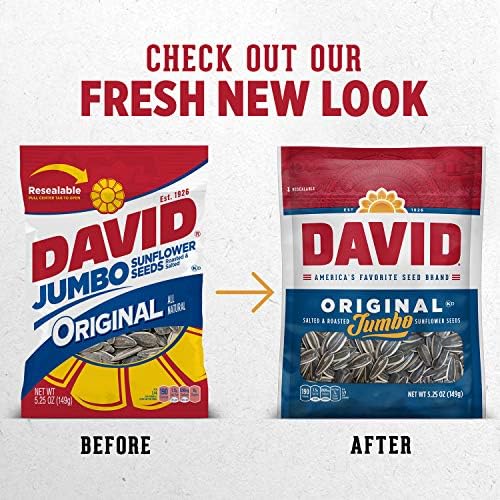 DAVID Roasted and Salted Original Jumbo Sunflower Seeds, 5.25 oz (Pack of 5) - Image 3