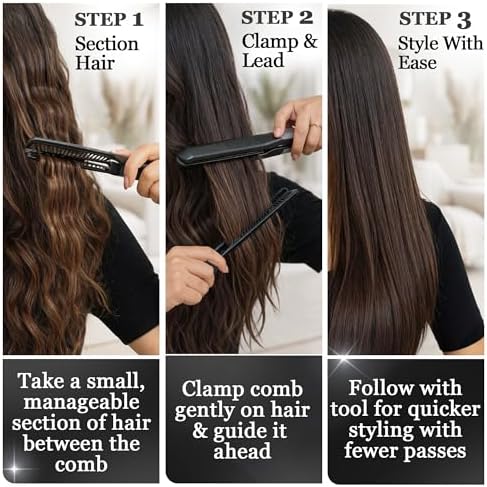 HerStyler Hair Straightening Comb for Flat Iron - Easy Styling & Parting - Image 2