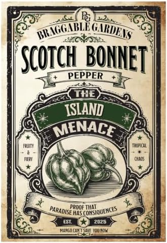 Scotch Bonnet Pepper Seeds, Caribbean Heirloom Hot Pepper Seeds for Planting, Full Sun Vegetable Garden Seeds, Fruity Intense Heat Peppers for Hot Sauce, Jerk Seasoning and Recipes - Image 2