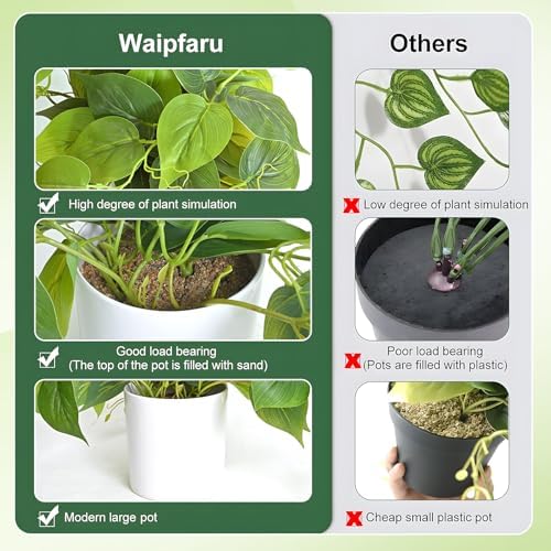Fake Plants, Artificial Plants Indoor, 34" Fake Hanging Pothos Vines, 1Pc - Image 5