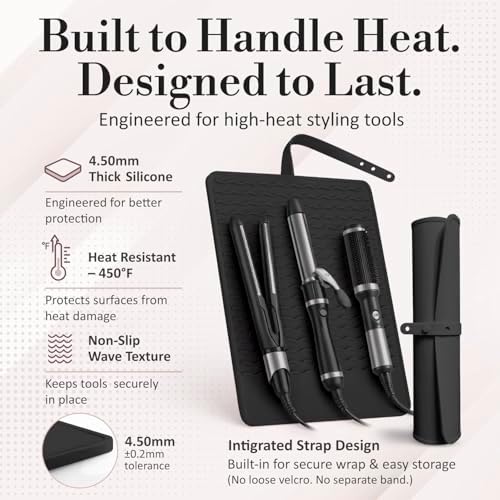 XL Vanity Mat, Heat Resistant Mat for Hair Tools, Vanity Décor, Black - Image 4