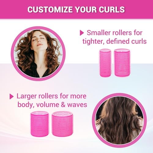 Rollers Hair Curlers 49 Pcs Set with 24Pcs Self Grip Hair Rollers 4 Sizes and 24 Pcs Hair Clips for Blowout Look Long Medium Short Thick Hair Volume - Image 4