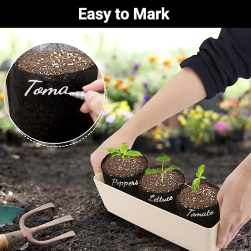 Black Plant Grow Bags, Pack of 100 7.5x7.5 Breathable Non-Woven Fabric Grow Bags for Planting Seedling Pots 1 Gallon Plant Pots - Image 5