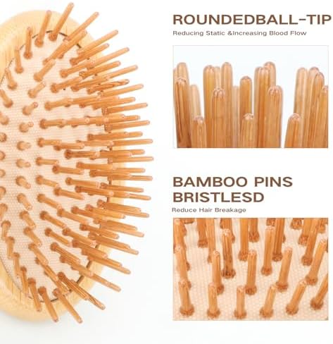 Bamboo Hair Brush, Mini Scalp Massager, Detangling for All Hair - Image 4
