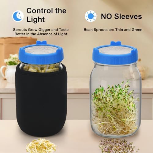 Lulonpon Sprouting Kit, 2 Sprouting Jar Kits, Wide Mouth Quart Mason Jars with Stainless Steel Screen Sprout Lids,1000ml Sprouts Growing Kit, Seed Sprouter Set for Growing Broccoli, Bean, Alfalfa - Image 4