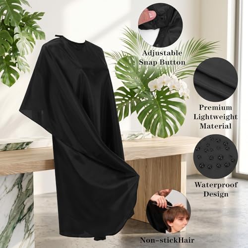 12 Pcs Barber Cape with Adjustable Snap Closure Waterproof, 59 x 47 Inch - Image 3