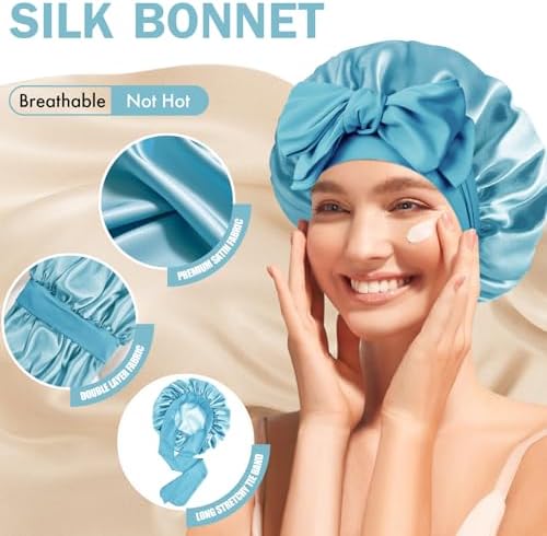 Silk Bonnet for Women,Adjustable Double Layer Sleep Cap - Image 4