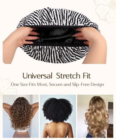 Yanibest Frizz Free Satin Lined Shower Cap with Soft Elastic Band - Image 5