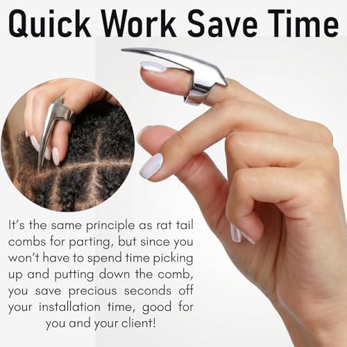 My Hair Tools Hair Parting & Sectioning Ring – Stainless Steel Finger Braiding Pick Tool for Dreadlocks, Wigs, Weaves, Hair Extensions – Quick Install Styling Tool for Salon & Home Use (2pcs Silver) - Image 7