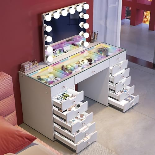 VANITII Large Hollywood Vanity Mirror with 14 Detachable Bulbs Lights and Bluetooth, 31.5''X27'' LCD Touch Screen Makeup Mirror with USB Charge Port - Image 2