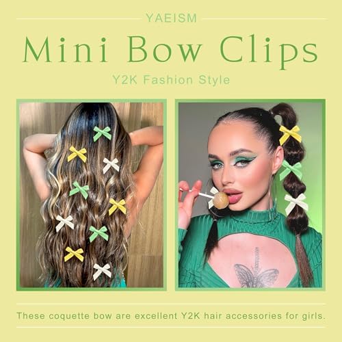 30PCS Small Hair Bows 3 Colors Mini Bow Hair Clips Satin Tiny Green Bow Clip Y2K Hair Accessories for Girls and Women - Image 6
