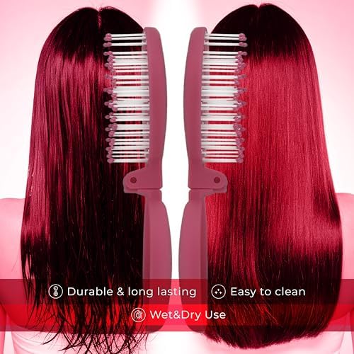 Mini Detangler Travel Hair Brush with Mirror, Makaron Hair Brushes for Women, Men and Kids, Unique 3D Flexible Design for All Hair Types, Styling Accessory, Travel Essentials for Women (DARK PINK) - Image 5