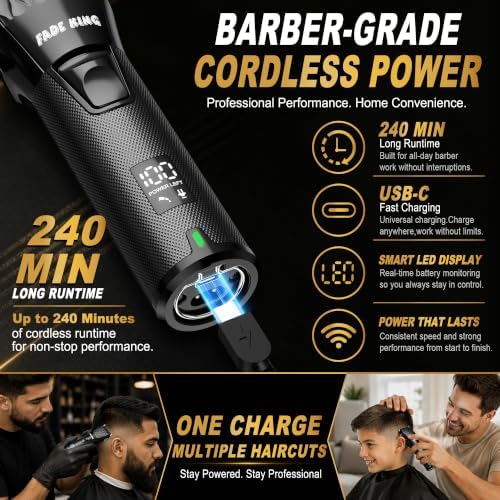 FADEKING® Hair Clippers for Men, Cordless Barber Clipper & Trimmer Set - Image 5