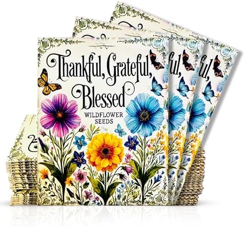 25 Wildflower Seed Packets - Thank You Gifts for Guests - Engagement Party Decorations - Wild Flower Seeds Throw and Grow Perennial Annual Mix to Attract Pollinators Bees Birds & Butterflies Non-GMO by GFF+Grass+Flip+Flops