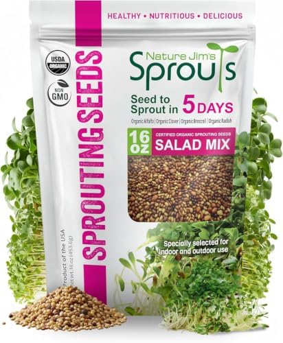 Nature Jim's Sprouts Salad Mix – Broccoli, Alfalfa, Clover, Radish, 1lb by NatureJimsSprouts