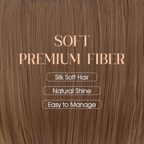 Rich Choices Hat Wigs for Women,White Baseball Cap with Hair Extensions for Women,Short Bob Hairstyle Caps with Straight Synthetic Hair Attached Adjustable Baseball Cap Wig 6 Inch-Light Brown Hair - Image 3