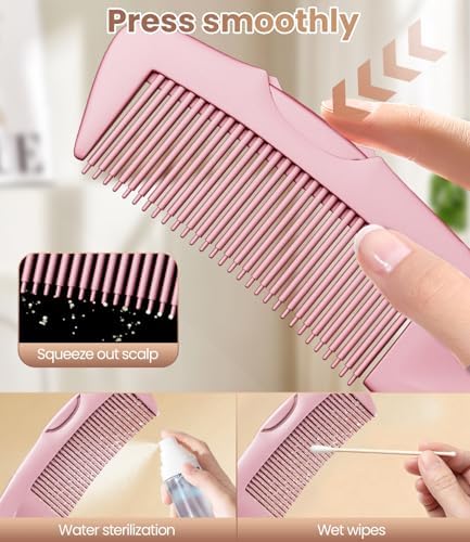 Dandruff Comb Removal 2PC Hollow Fine Tooth Scalp Detox Hair Care Tool Pink - Image 4