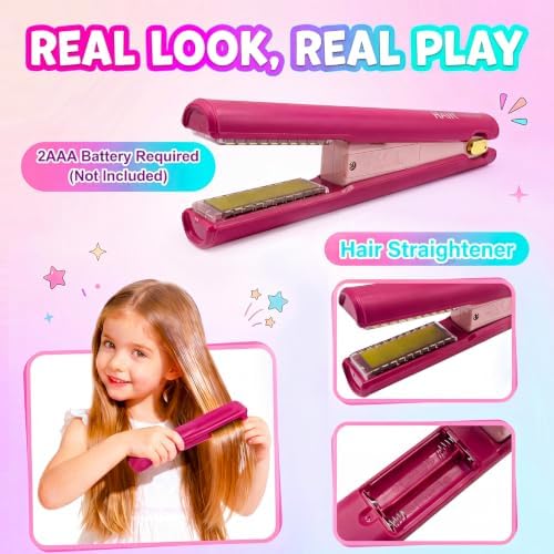 36Pcs Doll Head for Hair Styling Kids, Hair Salon Toy with Realistic Dryer, Straightener, Pretend Makeup Kit & Accessories, Birthday Gifts for Girls 3-8 - Image 3