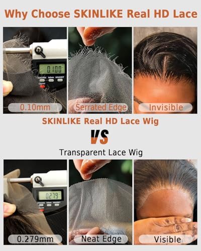 BEEOS 13x6 SKINLIKE Real HD Lace Frontal Wig, Kinky Straight Ultra-fitted Cap Structure 250% Density Human Hair Wigs Pre-Plucked Bleached Knots 0.10mm Ultra-thin HD Lace 22 Inch - Image 6