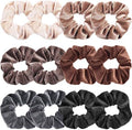 IVARYSS Scrunchies for Women, 12 Pcs Neutral Velvet Scrunchies for Hair, Classic Elastic Thick Scrunchy Hair Bands Ties, Soft Ropes Ponytail Holder Hair Accessories by IVARYSS