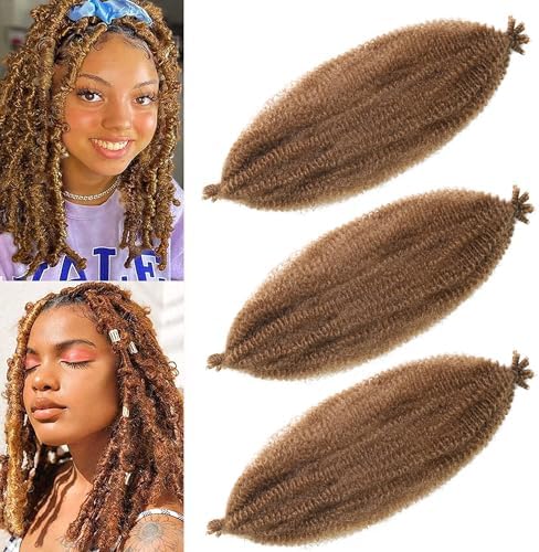 18 Inch Pre-Separated Springy Afro Twist Hair 3 Packs Pre-Fluffy Natural Curls are Perfect for Marley Crochet Hair Suitable for Black Women (30#, 18 Inch (Pack of 3)) - Image 5