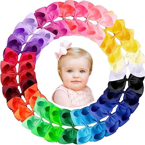 Oaoleer 30 Colors Grosgrain Ribbon Hair Accessories - 3 Inch Bows, Clips, Barrettes, and Alligator Clips for Girls, Toddlers, Kids, and Teens by Oaoleer