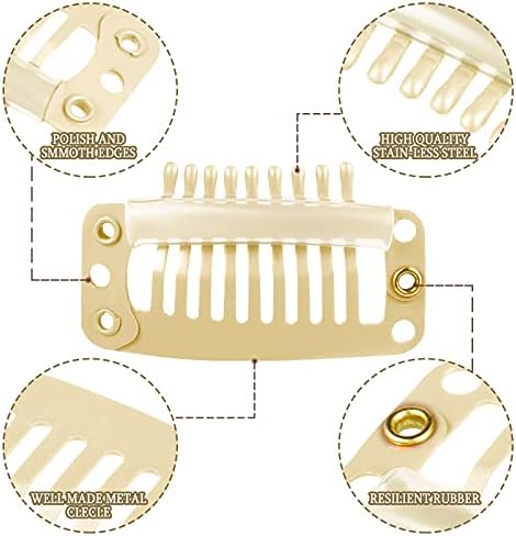 WILLBOND 30 Pcs Wig Clips Hair Extensions, 9-Teeth 32 Mm, Beige - Image 3