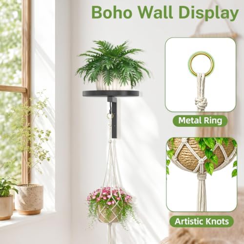 Wall Plant Holder with Macrame Hanger 2 Pack for Indoor, Black - Image 3