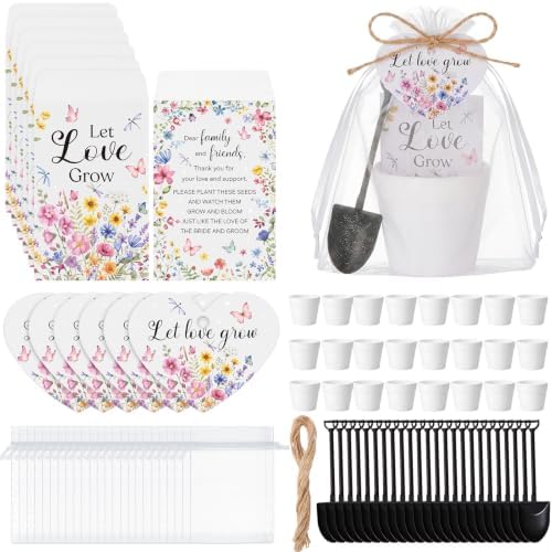 24 Sets Let Love Grow Seed Packets Wedding Favors Seed Card Sets by Ferrochef
