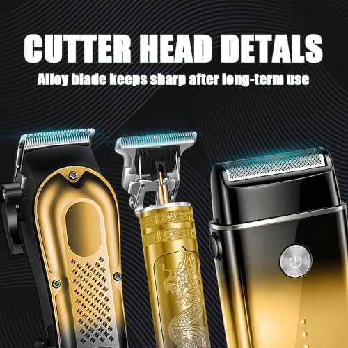 3-in-1 Hair Clippers for Men, Beard Trimmer & Foil Shaver, Golden - Image 3