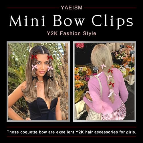 30PCS Small Hair Bows Black Mini Bow Hair Clips Satin Mini Pink Bows Coquette Barrettes Hair Accessories for Women Girls - Image 5