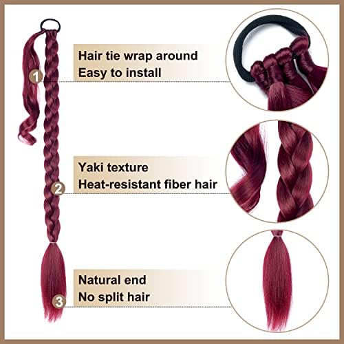 2 Pack Long DIY Braided Ponytail Extension Rave Hair Extensions for Women - Image 3