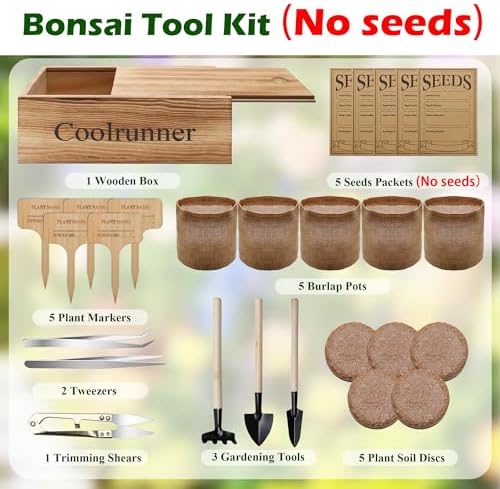 Coolrunner Wooden Bonsai Tree Starter Kit, Bonsai Tree Kit, - Image 2