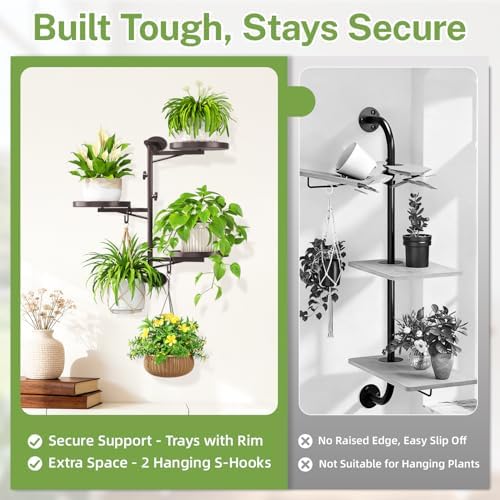 Wall Plant Holder, Rotating Floating Window Shelf 3-Tier Bronze - Image 5