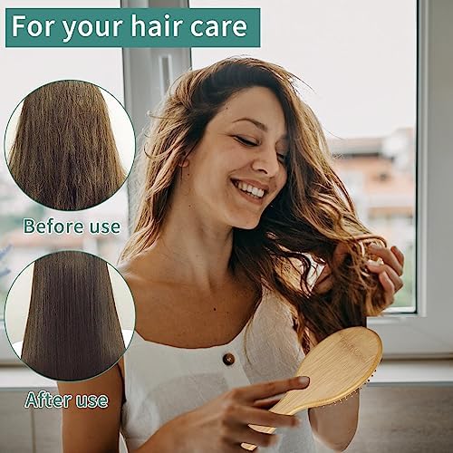 DEBETOOL Bamboo Hair Brush Set, Natural Wooden Paddle Detangling Brush - Image 6