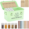 20 Slots Seed Storage Box with 3 Dividers, Metal Seed Storage Organizer Saving Box, Seeds Packet Container, Professional All-in-one Kit with 20 Seeds Envelopes and 60 Label Stickers by Himake