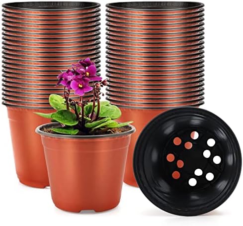 KINGLAKE 100 Pcs 6" Plastic Plants Nursery Pot/Pots Seedlings Flower Plant Container Seed Starting Pots by KINGLAKE