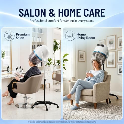 ZENY Professional Stand Up Hair Dryer, 1300W Bonnet Dryer Adjustable Height - Image 7