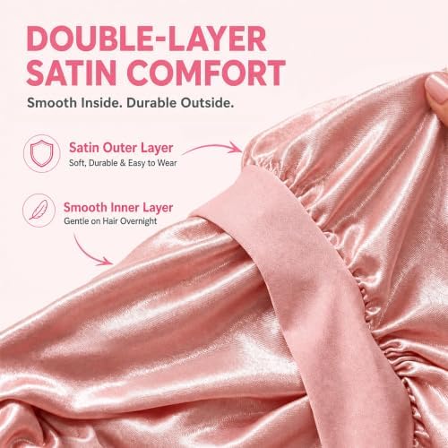 Silk Satin Hair Bonnet for Sleeping Women with Adjustable Tie - Image 2