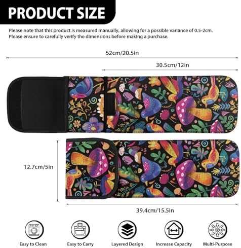 ZOUTAIRONG Curling Iron Bag for Traveling Curling Iron Holder with Tow Pocket Curling Iron Travel Case Heat Resistant Water-Resistant Flat Iron Case for 15.5 x 5 Inch Flat Iron, Black, Mushroom - Image 3