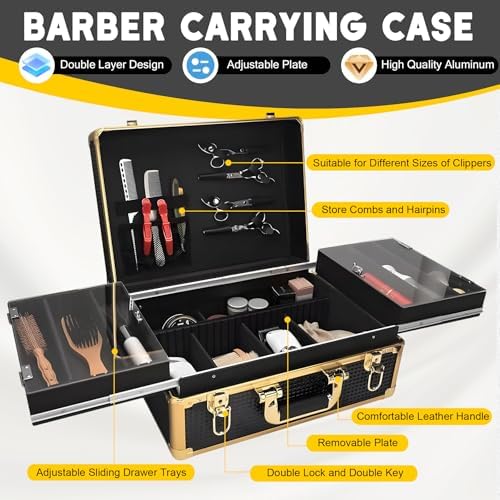 Professional 3-Layer Barber Case (16.4"X11.82"), Large Storage - Image 3