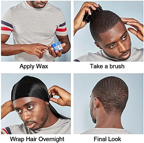 3pcs Silky Durag with Wave Brush for Men 360, Medium/Hard Hair Brush Kits,D - Image 5