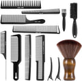SALONSILK 13PCS Hair Cutting Shaving Brush and Comb Set, Professional Barber Combs for Hair Stylist, Premium Grade Barber Brush Neck Duster, Fading Comb Barber Clipper Comb by SalonSilk