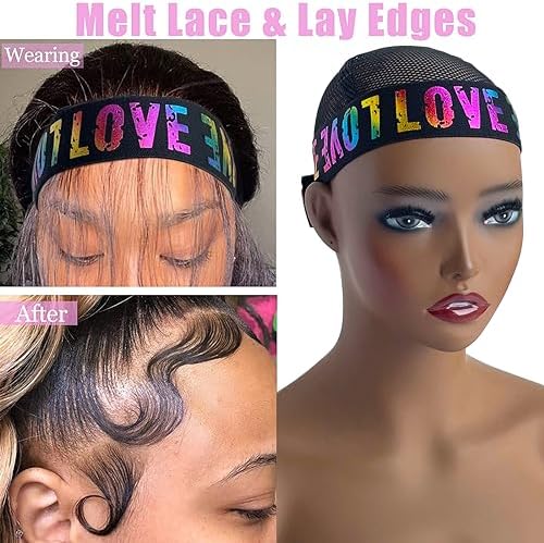 Elastic Wig Bands with Melting and Adjustable Magic Buckle for Lace Frontal Wigs, Edges Lay and Grip, Suitable for Wig Bands and Edges (2PCs, ColorLove) - Image 3